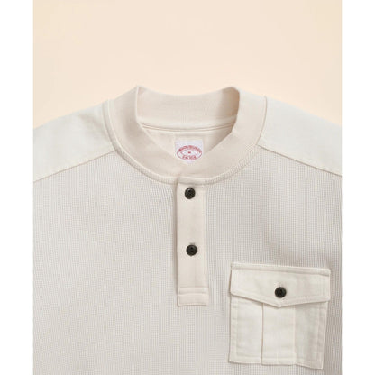 Cotton-Wool Blend Waffle Knit Henley