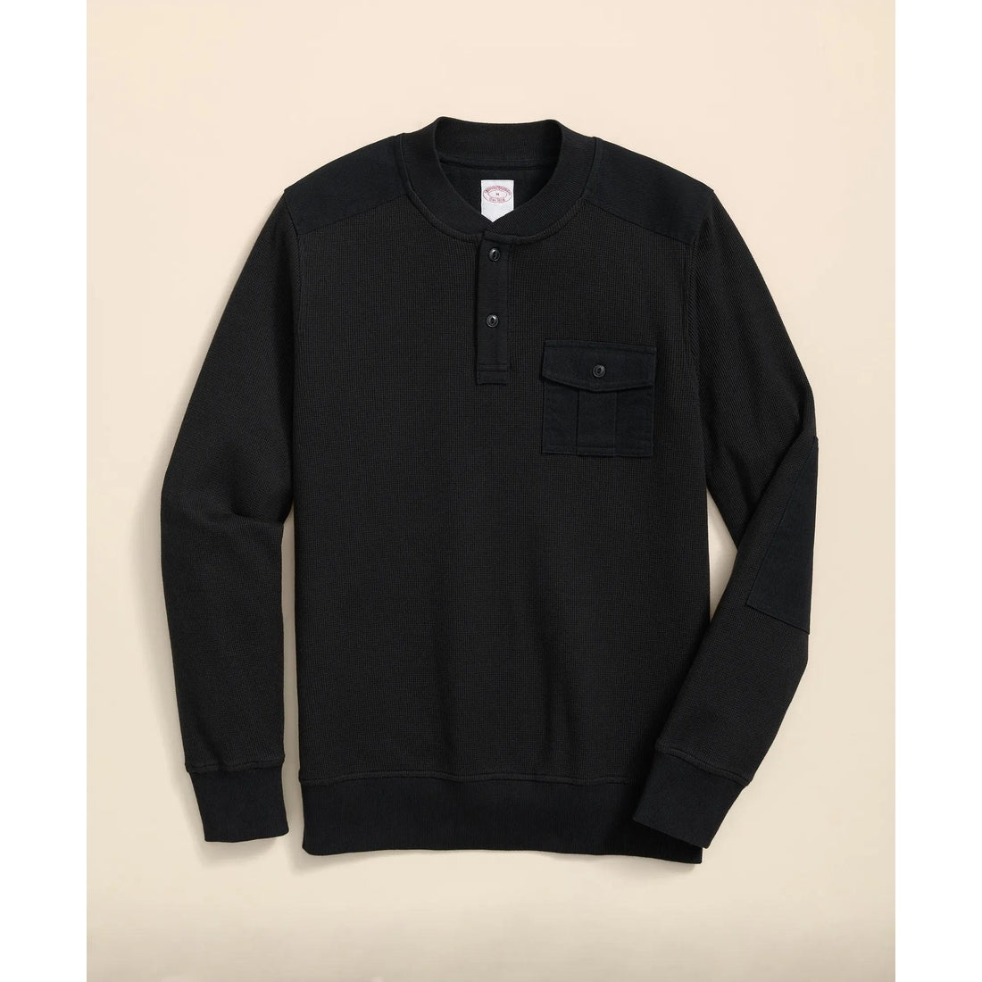 Cotton-Wool Blend Waffle Knit Henley