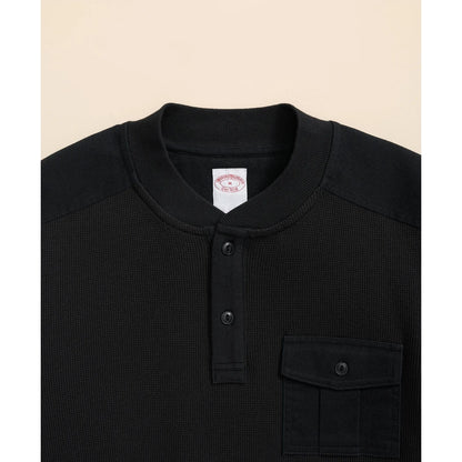 Cotton-Wool Blend Waffle Knit Henley