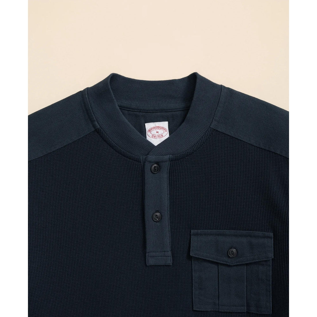Cotton-Wool Blend Waffle Knit Henley