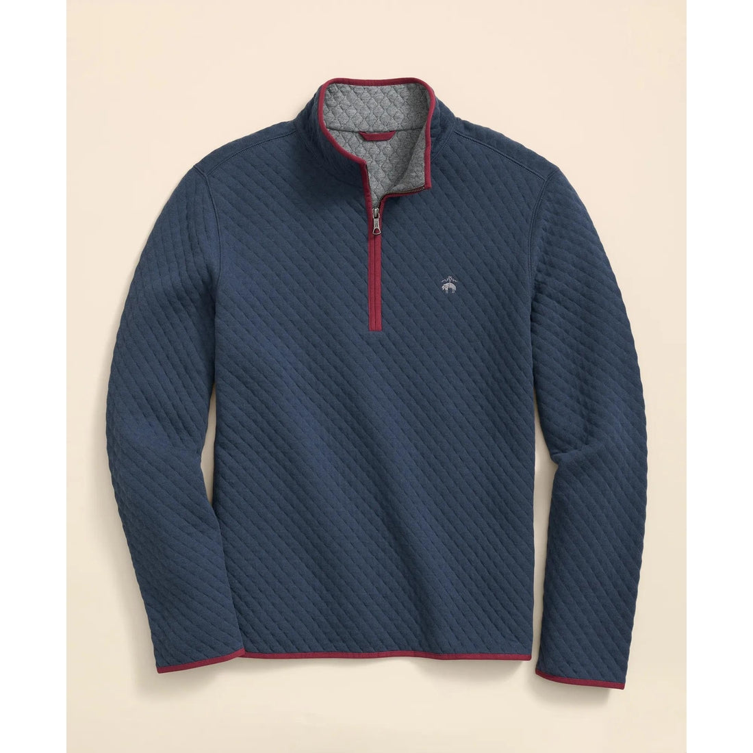 Diamond-Quilted Half-Zip in Cotton Blend