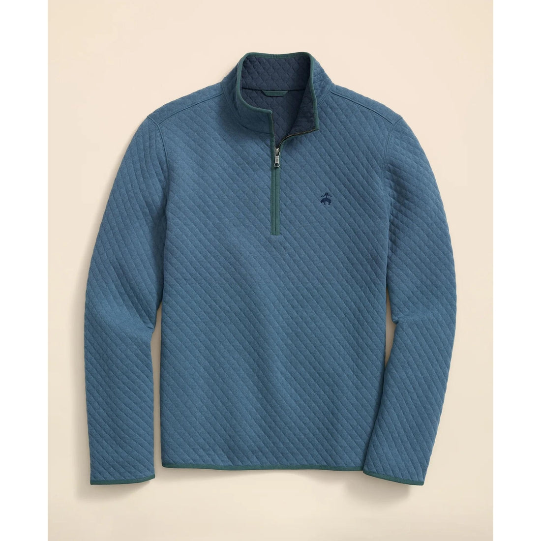 Diamond-Quilted Half-Zip in Cotton Blend
