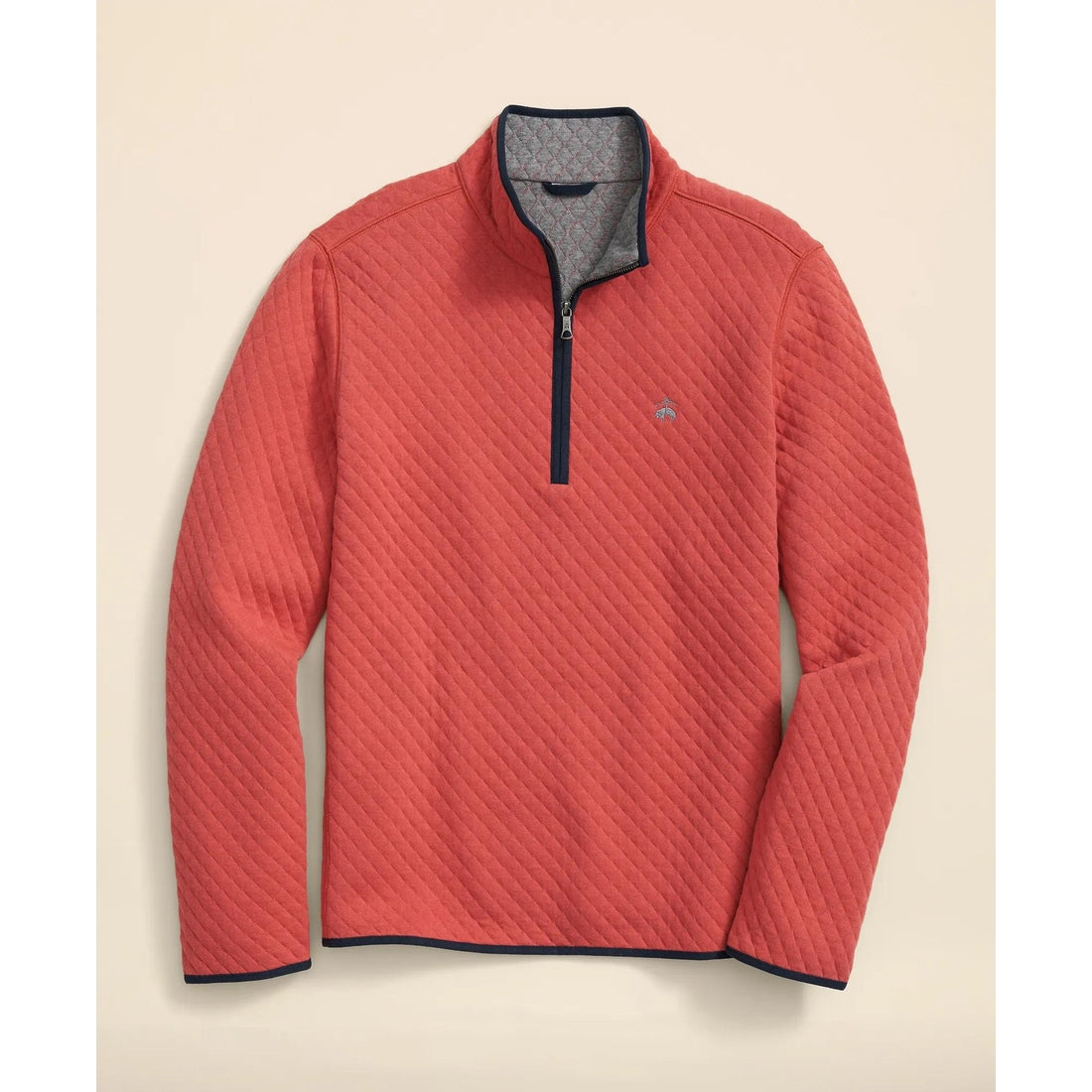 Diamond-Quilted Half-Zip in Cotton Blend