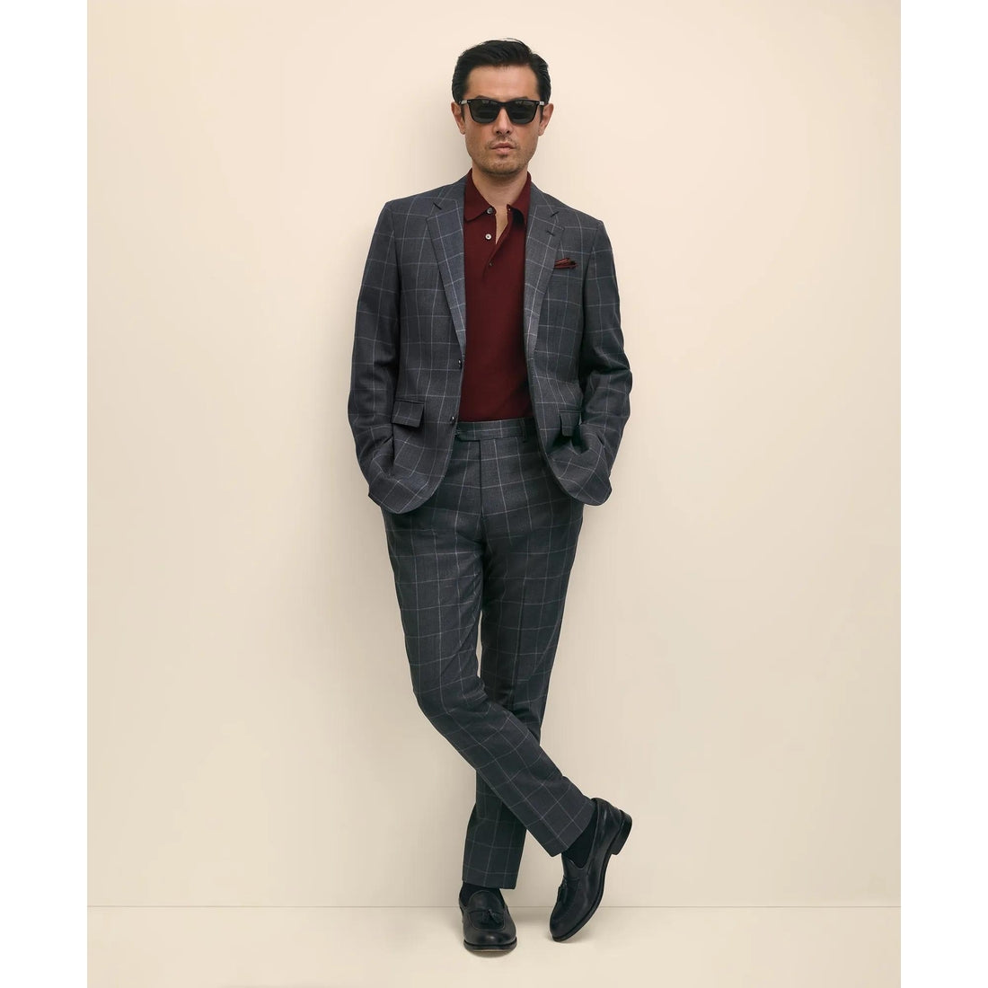 Slim Fit Wool Windowpane 1818 Suit