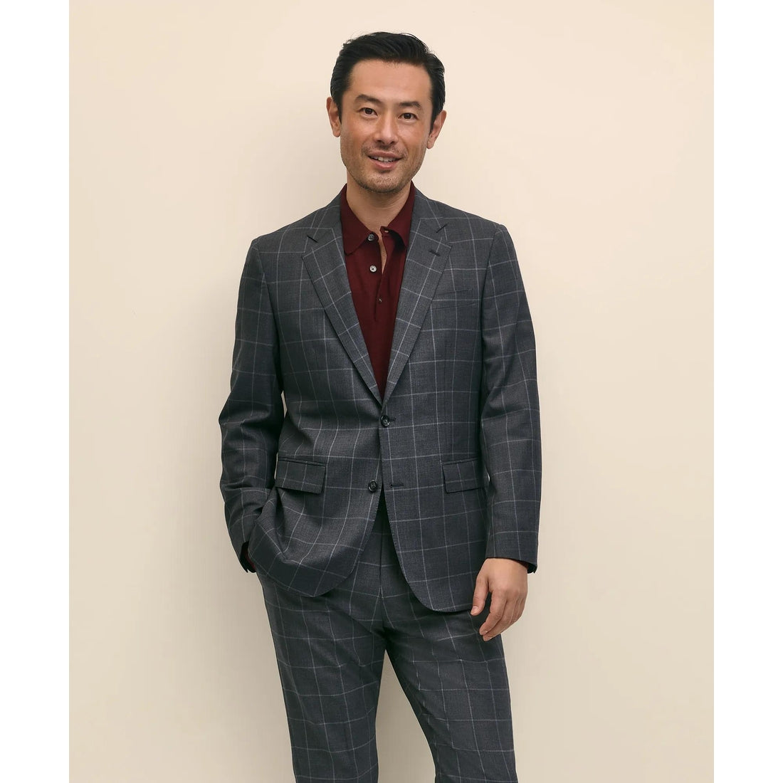 Slim Fit Wool Windowpane 1818 Suit