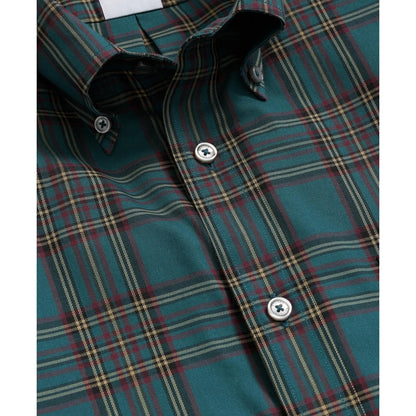 Stretch Supima Cotton Non-Iron Twill Polo Button Down, Plaid Sport Shirt