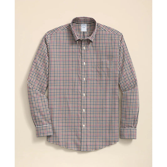 Stretch Supima Cotton Non-Iron Twill Polo Button Down, Check Sport Shirt