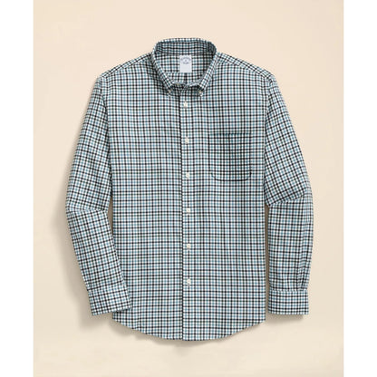 Stretch Supima Cotton Non-Iron Twill Polo Button Down, Check Sport Shirt