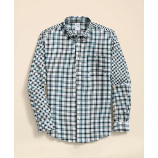 Stretch Supima Cotton Non-Iron Twill Polo Button Down, Check Sport Shirt