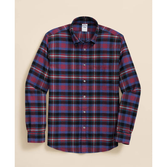 Portuguese Flannel Polo Button Down Collar, Bright Plaid Shirt