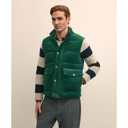Cotton Blend Wide-Wale Puffer Vest