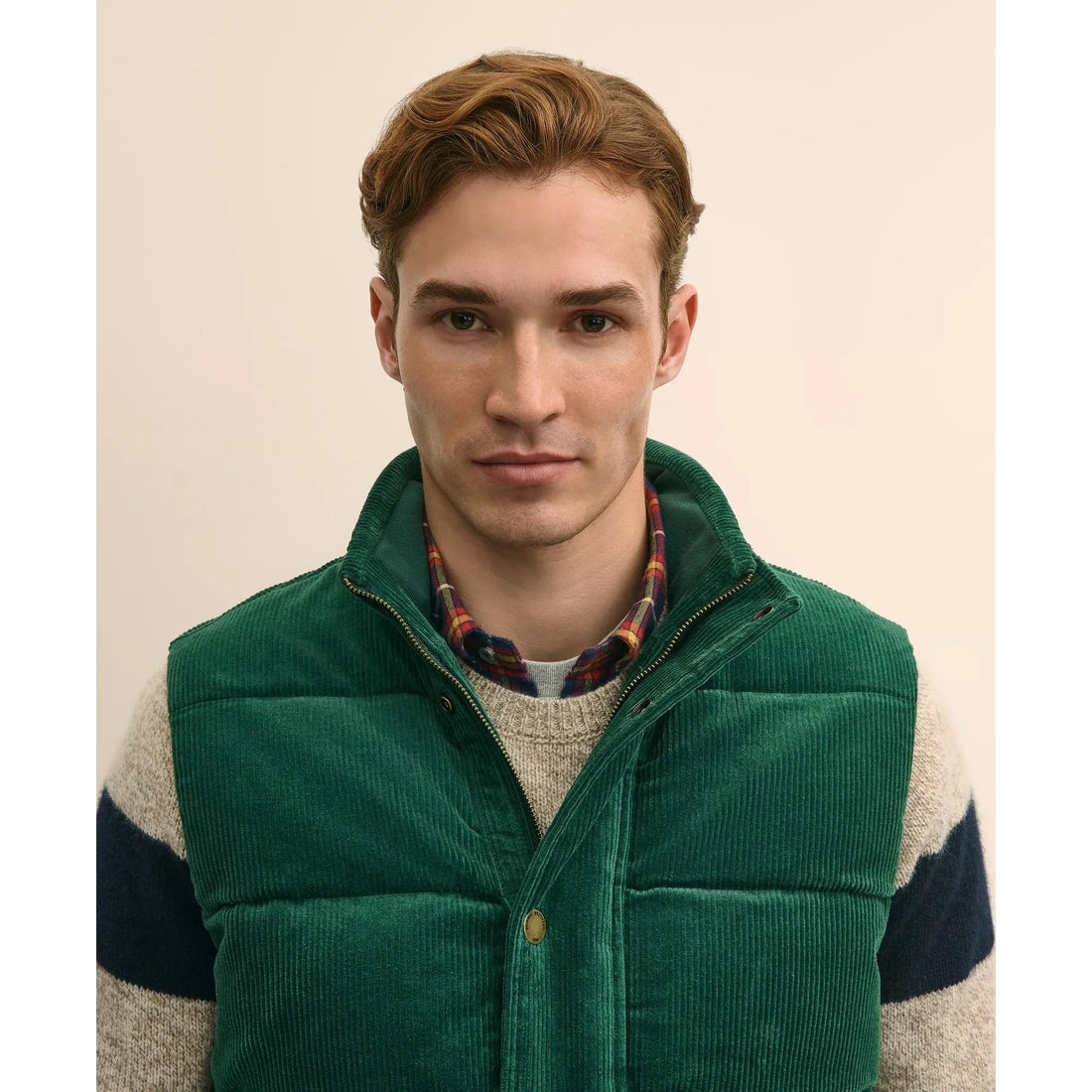 Cotton Blend Wide-Wale Puffer Vest