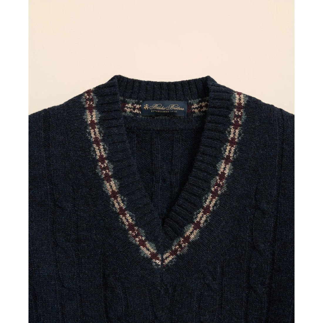 Shetland Wool Fair-Isle Tipped Archive Tennis Sweater