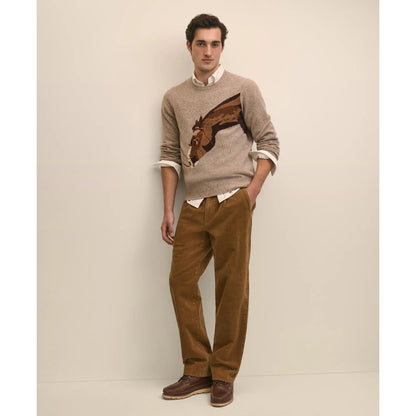 Merino Wool Intarsia Horse Motif Sweater