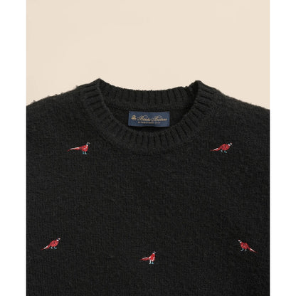 Brushed Wool Pheasant-Embroidered Sweater