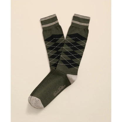 Cotton-Blend Tipped Argyle Socks