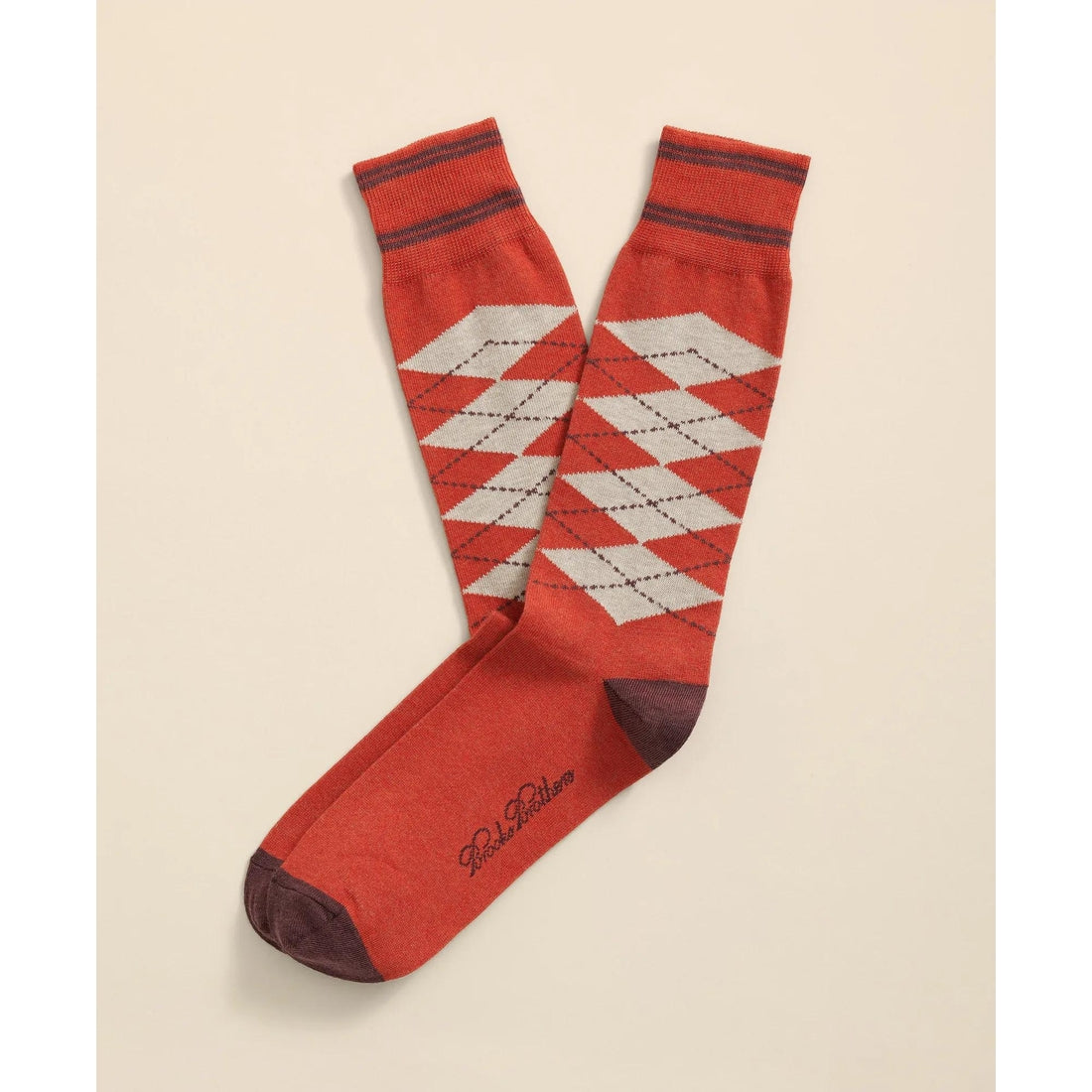 Cotton-Blend Tipped Argyle Socks