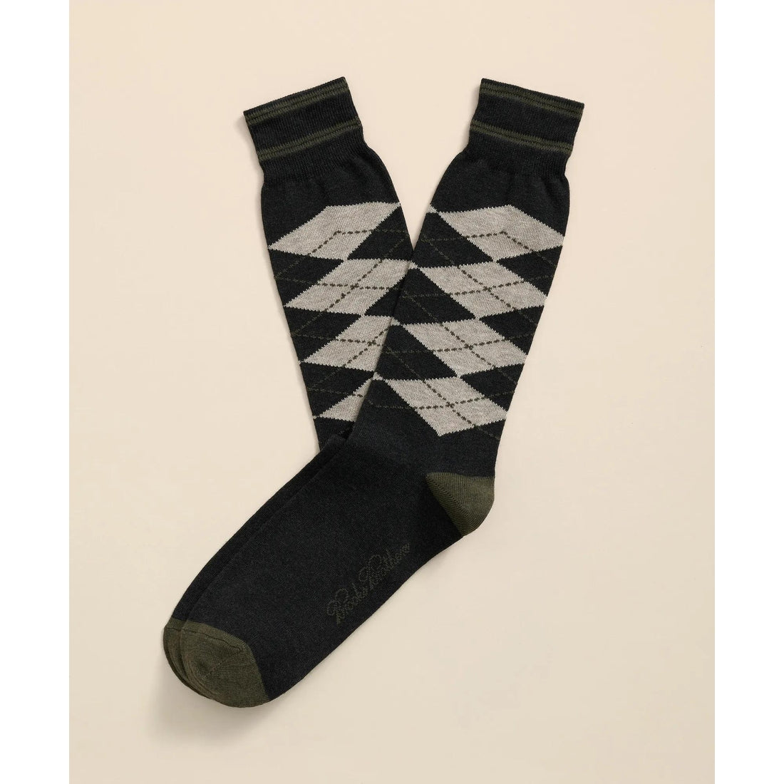 Cotton-Blend Tipped Argyle Socks