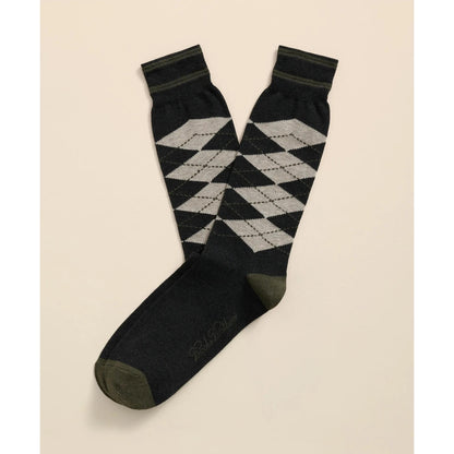 Cotton-Blend Tipped Argyle Socks