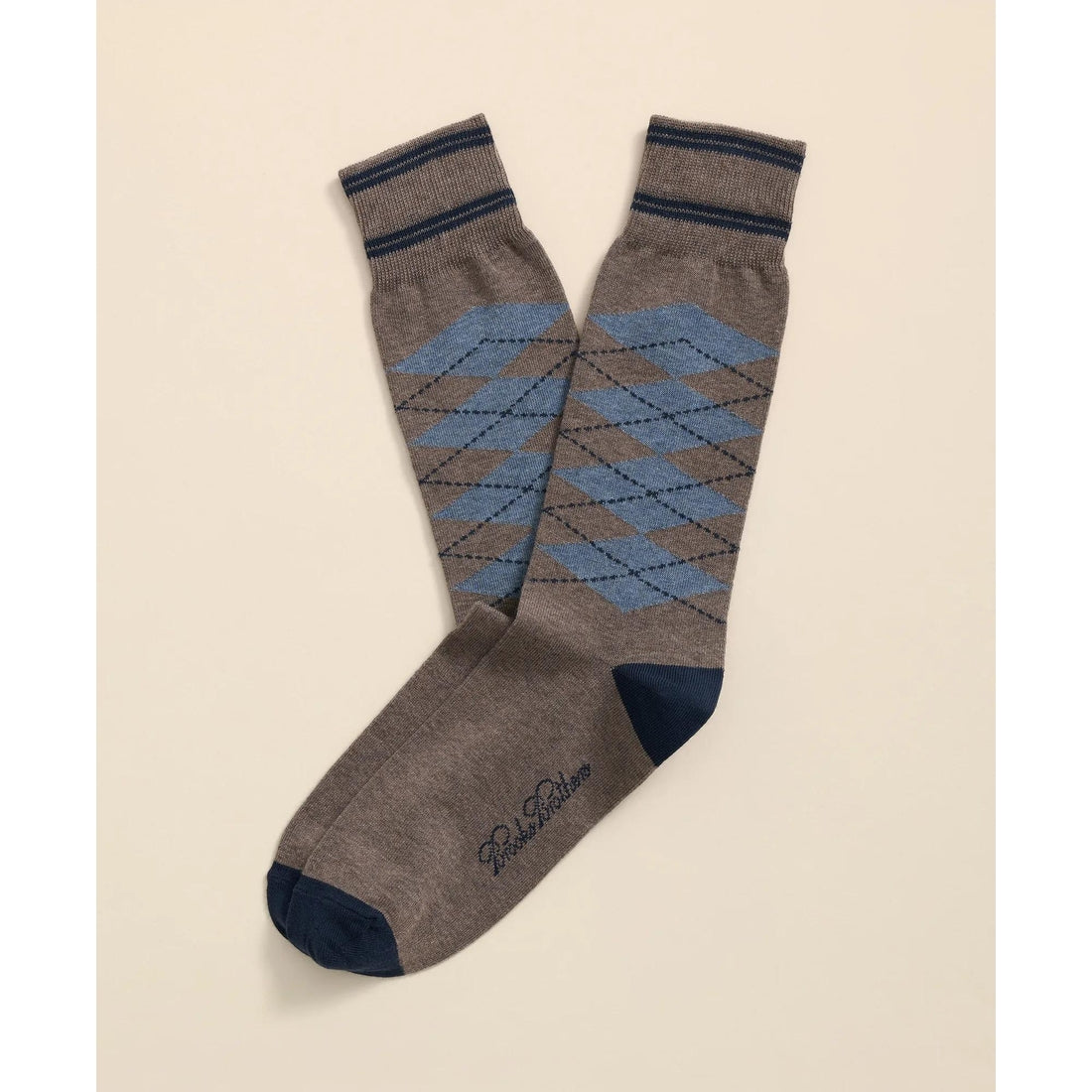 Cotton-Blend Tipped Argyle Socks