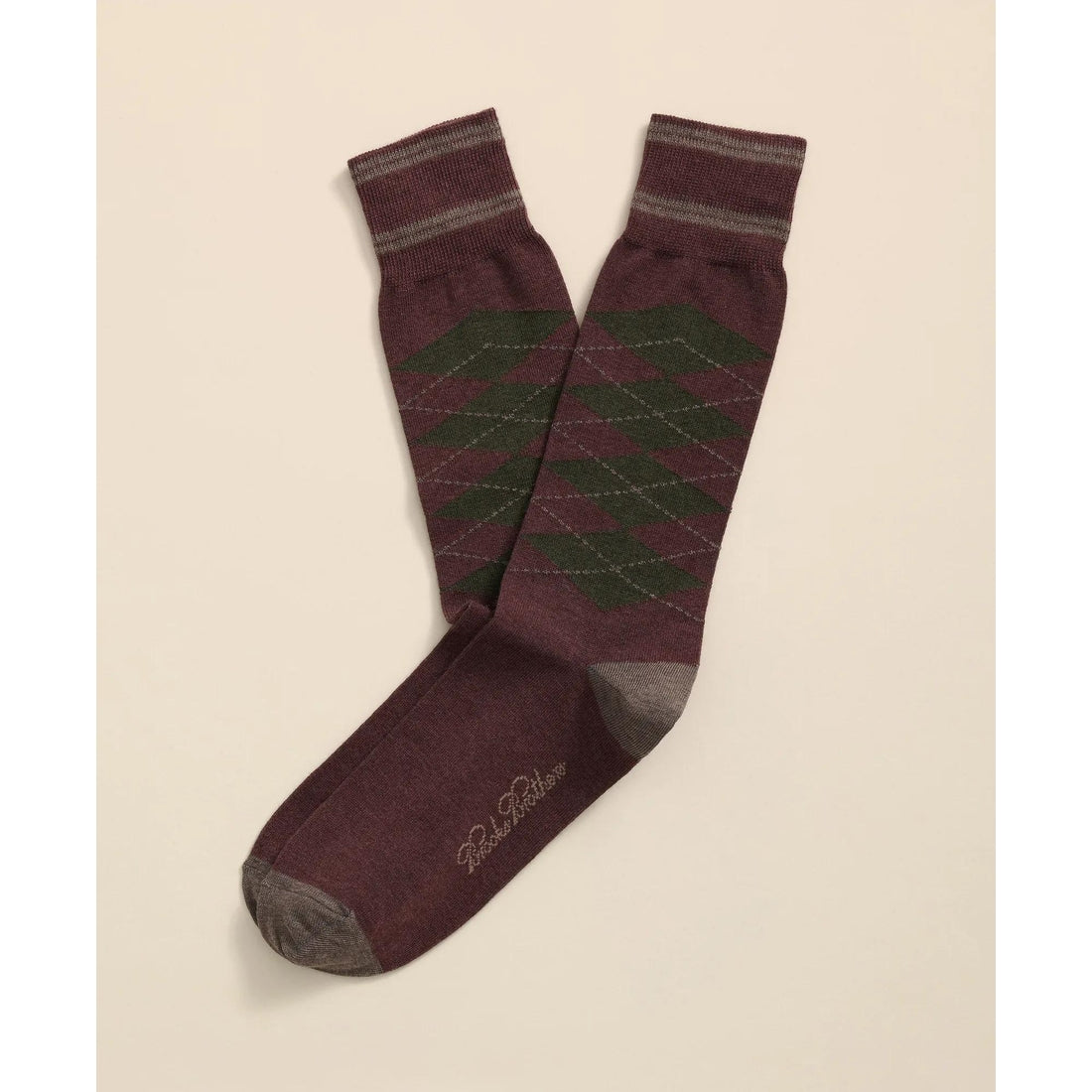 Cotton-Blend Tipped Argyle Socks