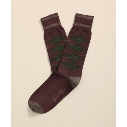 Cotton-Blend Tipped Argyle Socks