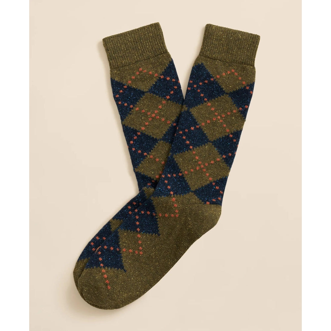 Wool-Silk Blend Argyle Socks