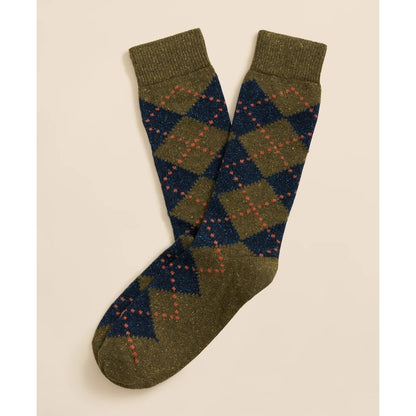 Wool-Silk Blend Argyle Socks
