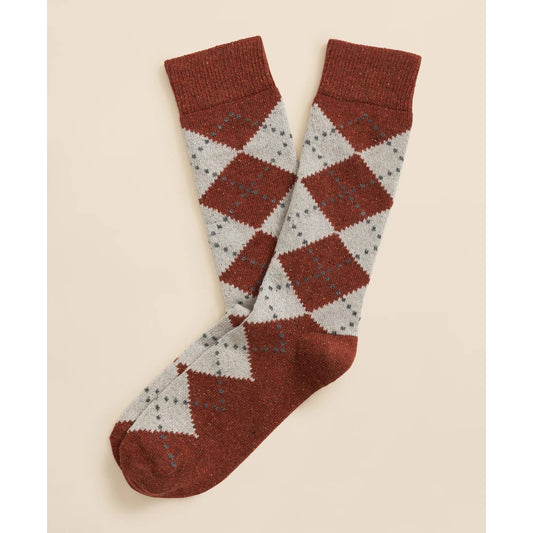 Wool-Silk Blend Argyle Socks