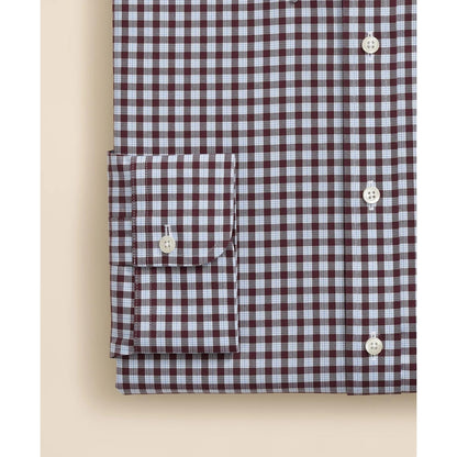 Stretch Supima Cotton Non-Iron Pinpoint Oxford Polo Button Down Collar, Check Dress Shirt
