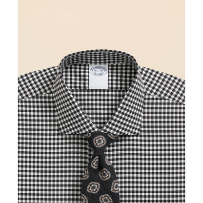 Stretch Supima Cotton Non-Iron Herringbone English Spread Collar, Gingham Dress Shirt