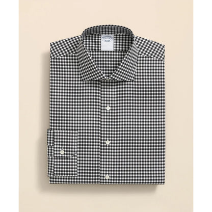 Stretch Supima Cotton Non-Iron Herringbone English Spread Collar, Gingham Dress Shirt