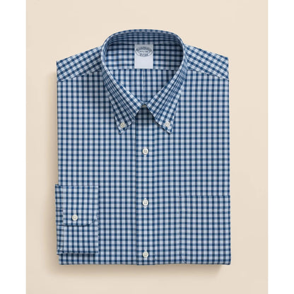 Stretch Supima Cotton Non-Iron Pinpoint Oxford Polo Button Down Collar, Check Dress Shirt
