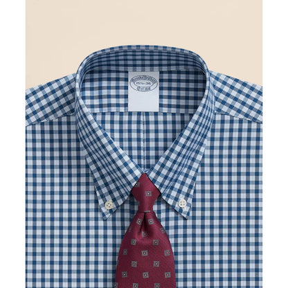 Stretch Supima Cotton Non-Iron Pinpoint Oxford Polo Button Down Collar, Check Dress Shirt