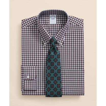 Stretch Supima Cotton Non-Iron Pinpoint Oxford Polo Button Down Collar, Check Dress Shirt