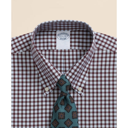 Stretch Supima Cotton Non-Iron Pinpoint Oxford Polo Button Down Collar, Check Dress Shirt