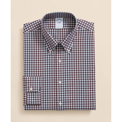 Stretch Supima Cotton Non-Iron Pinpoint Oxford Polo Button Down Collar, Check Dress Shirt