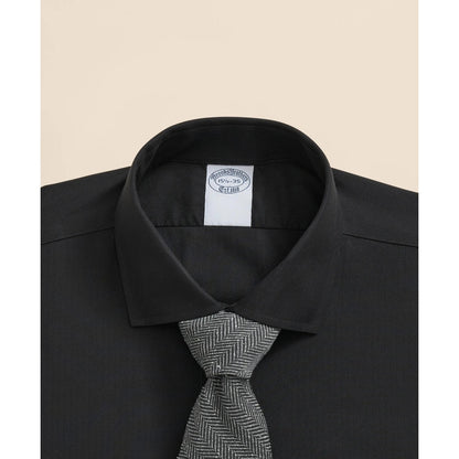 Stretch Supima Cotton Non-Iron English Spread Collar, Herringbone Dress Shirt