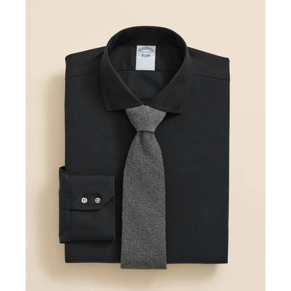 Stretch Supima Cotton Non-Iron English Spread Collar, Herringbone Dress Shirt