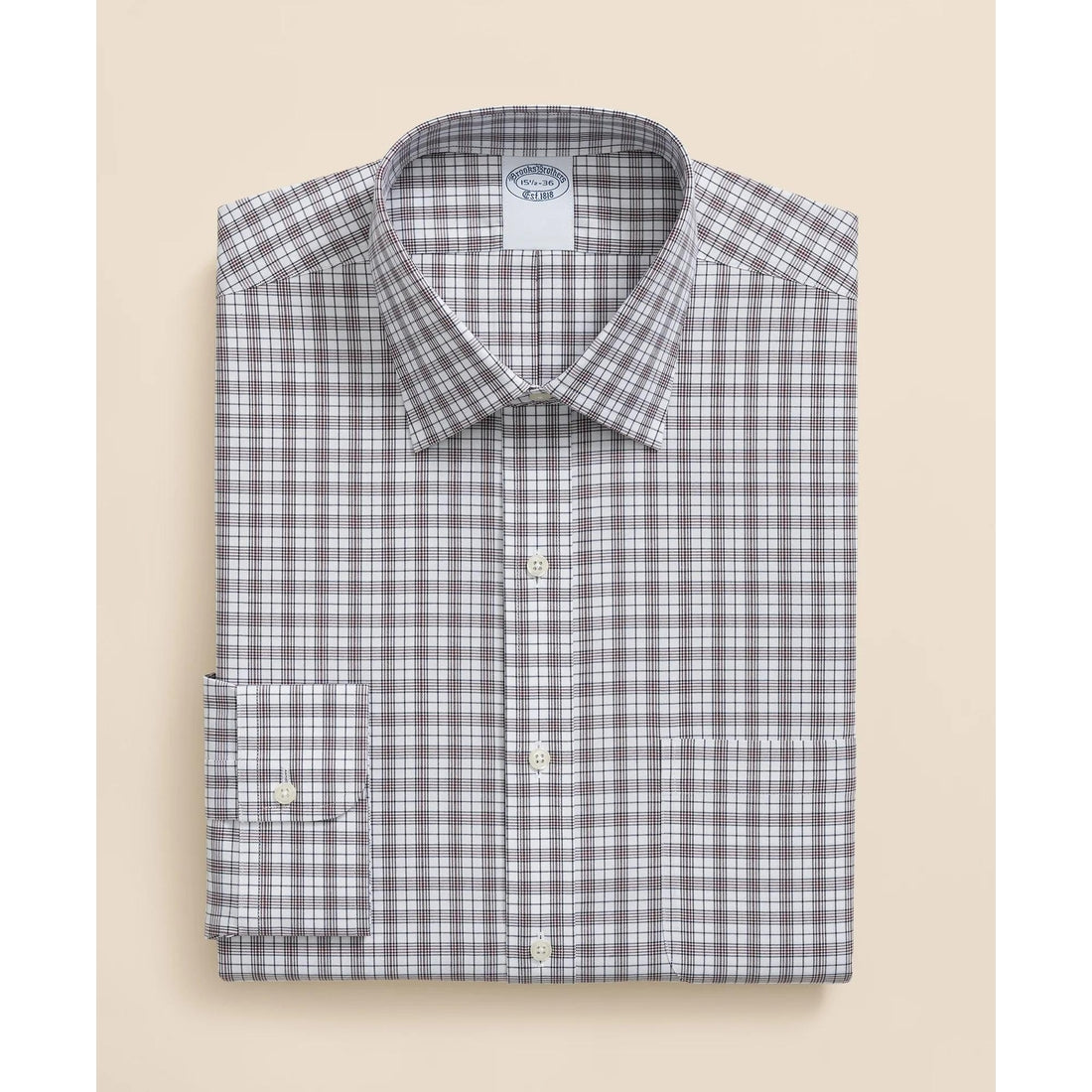 Stretch Supima Cotton Non-Iron Pinpoint Oxford Ainsley Collar, Check Dress Shirt
