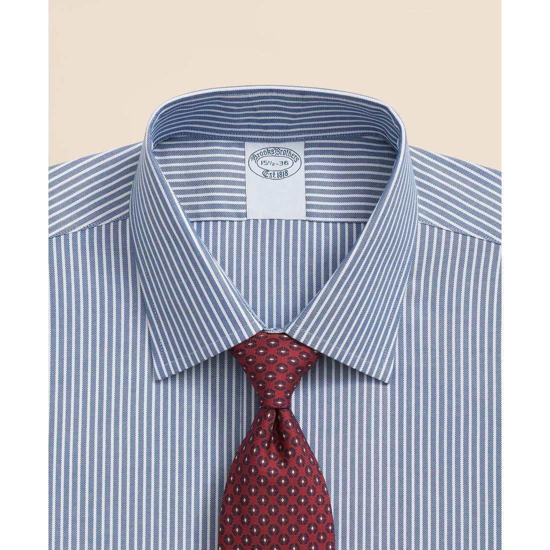 Brooks Brothers Explorer Collection Non-Iron Twill Ainley Collar Ground Stripe, Dress Shirt