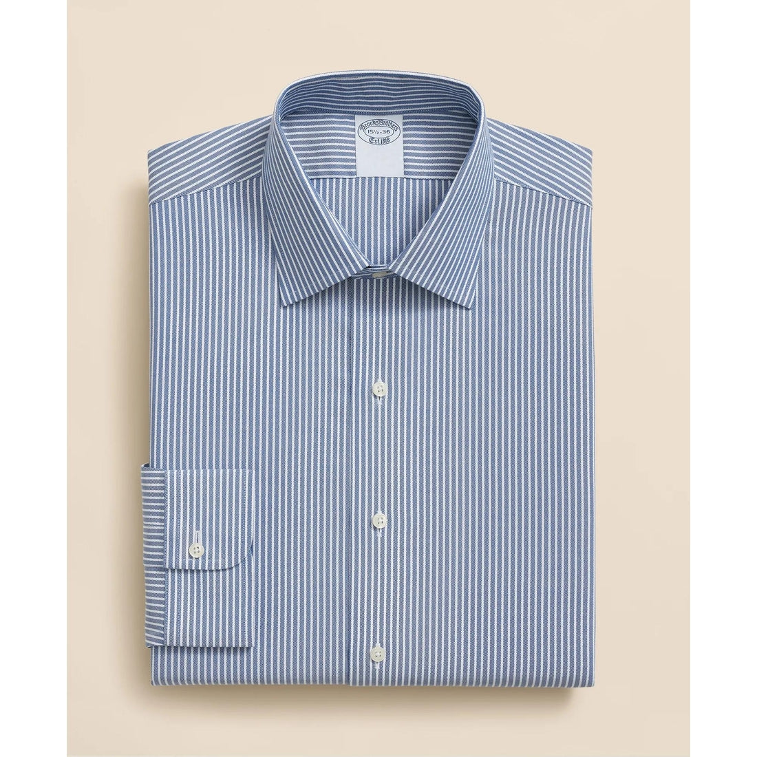 Brooks Brothers Explorer Collection Non-Iron Twill Ainley Collar Ground Stripe, Dress Shirt