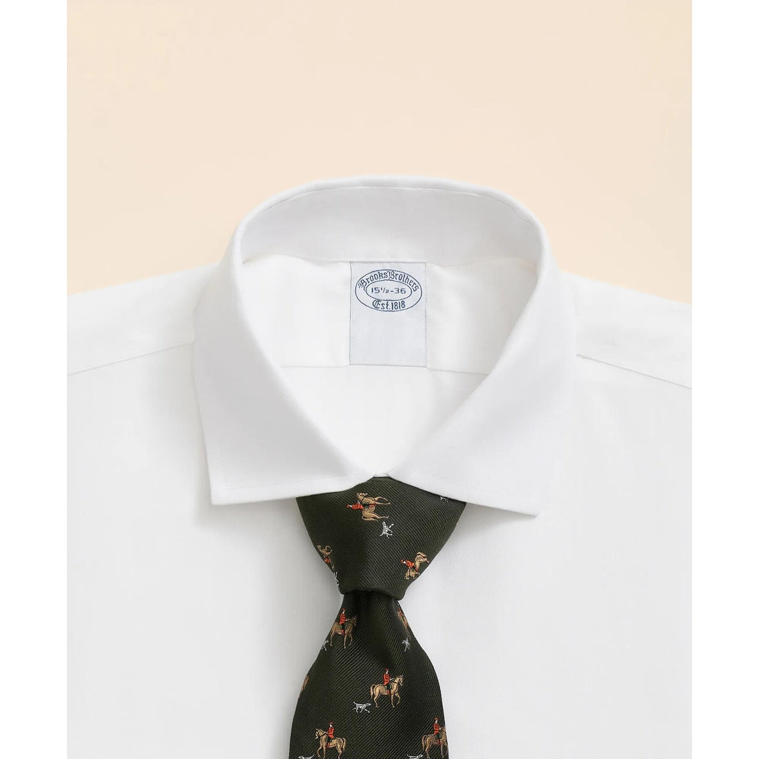 Stretch Supima Cotton Non-Iron English Spread Collar, Herringbone Dress Shirt