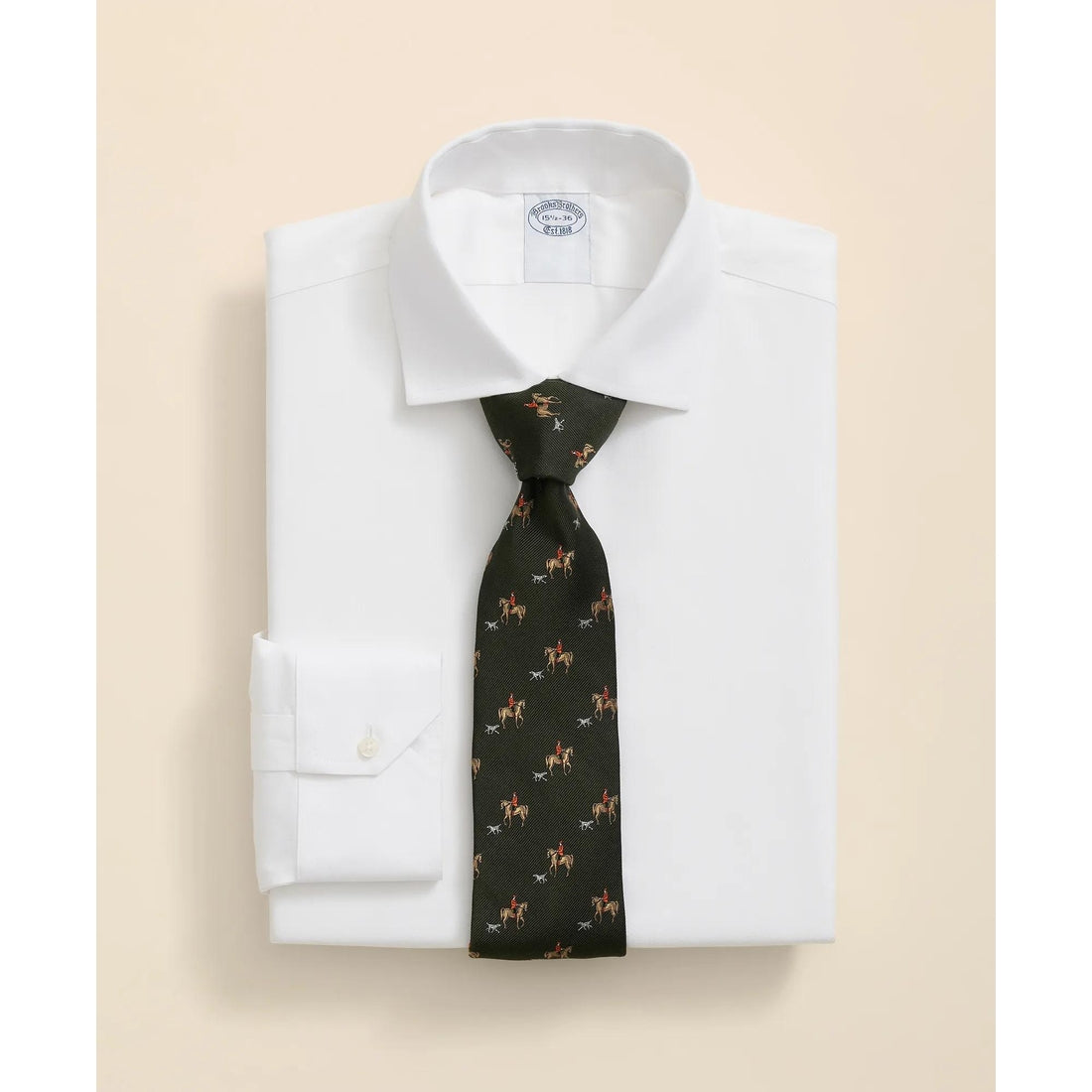Stretch Supima Cotton Non-Iron English Spread Collar, Herringbone Dress Shirt