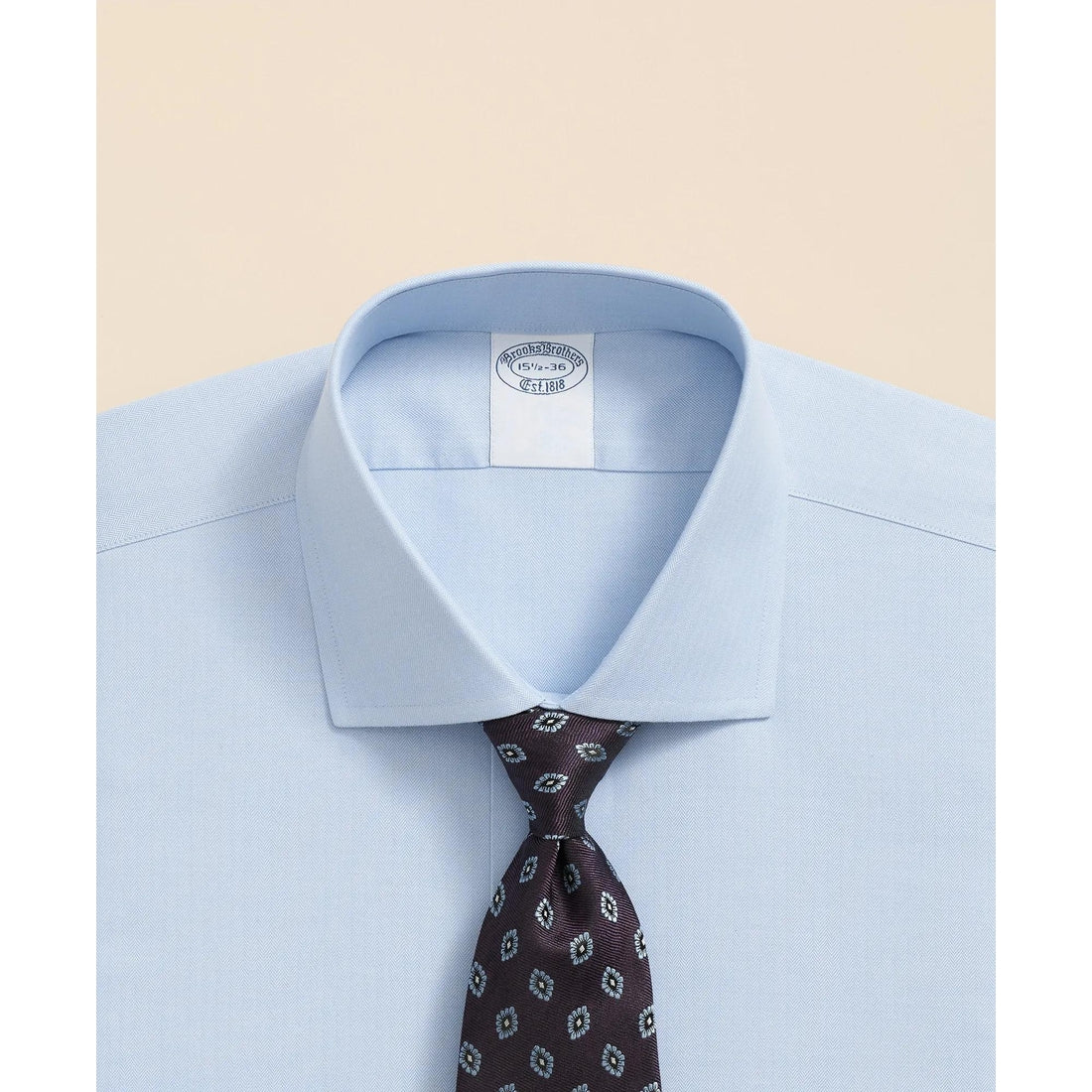 Stretch Supima Cotton Non-Iron English Spread Collar, Herringbone Dress Shirt