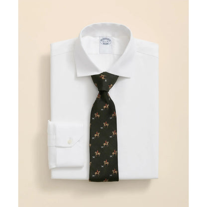 Stretch Supima Cotton Non-Iron English Spread Collar, Herringbone Dress Shirt