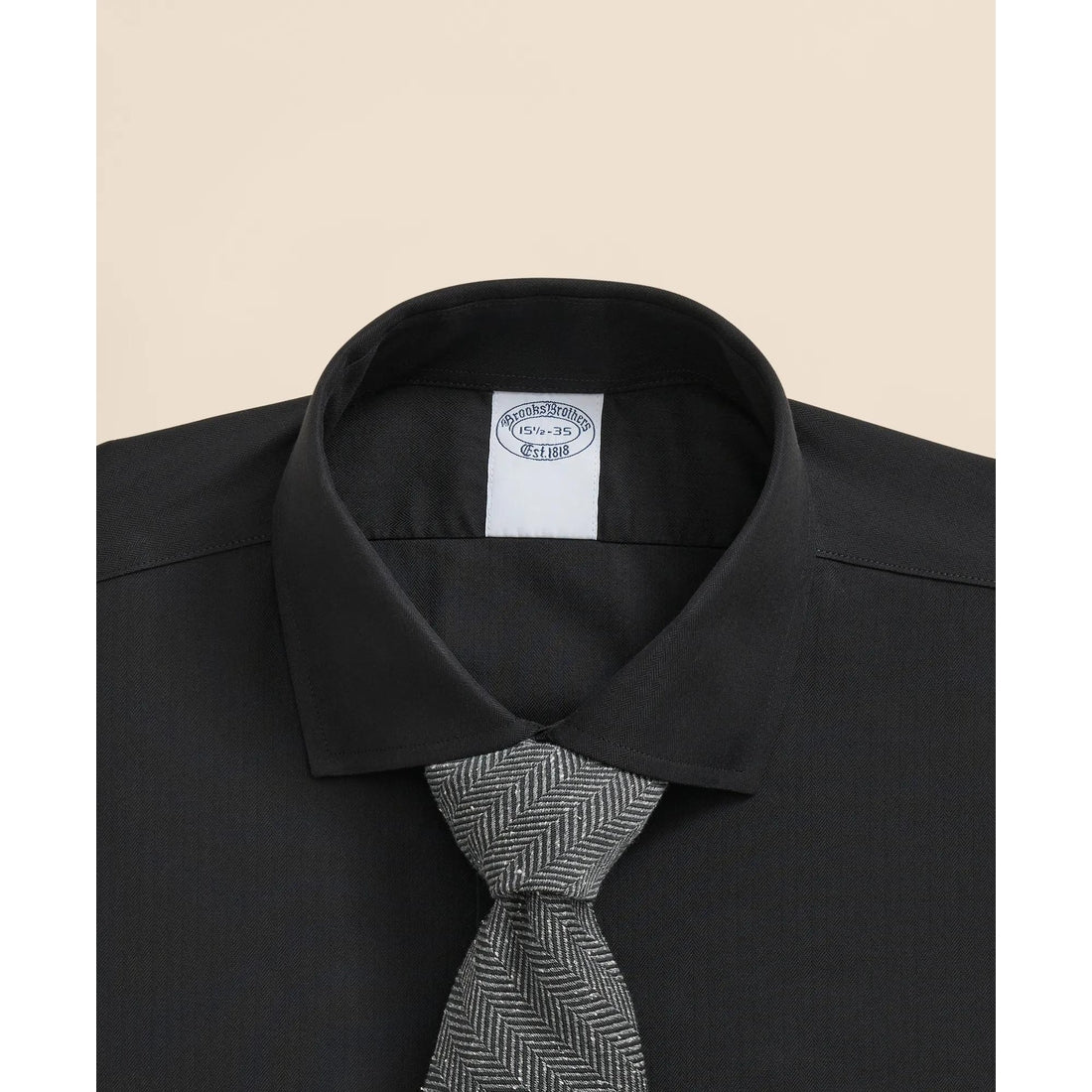 Stretch Supima Cotton Non-Iron English Spread Collar, Herringbone Dress Shirt