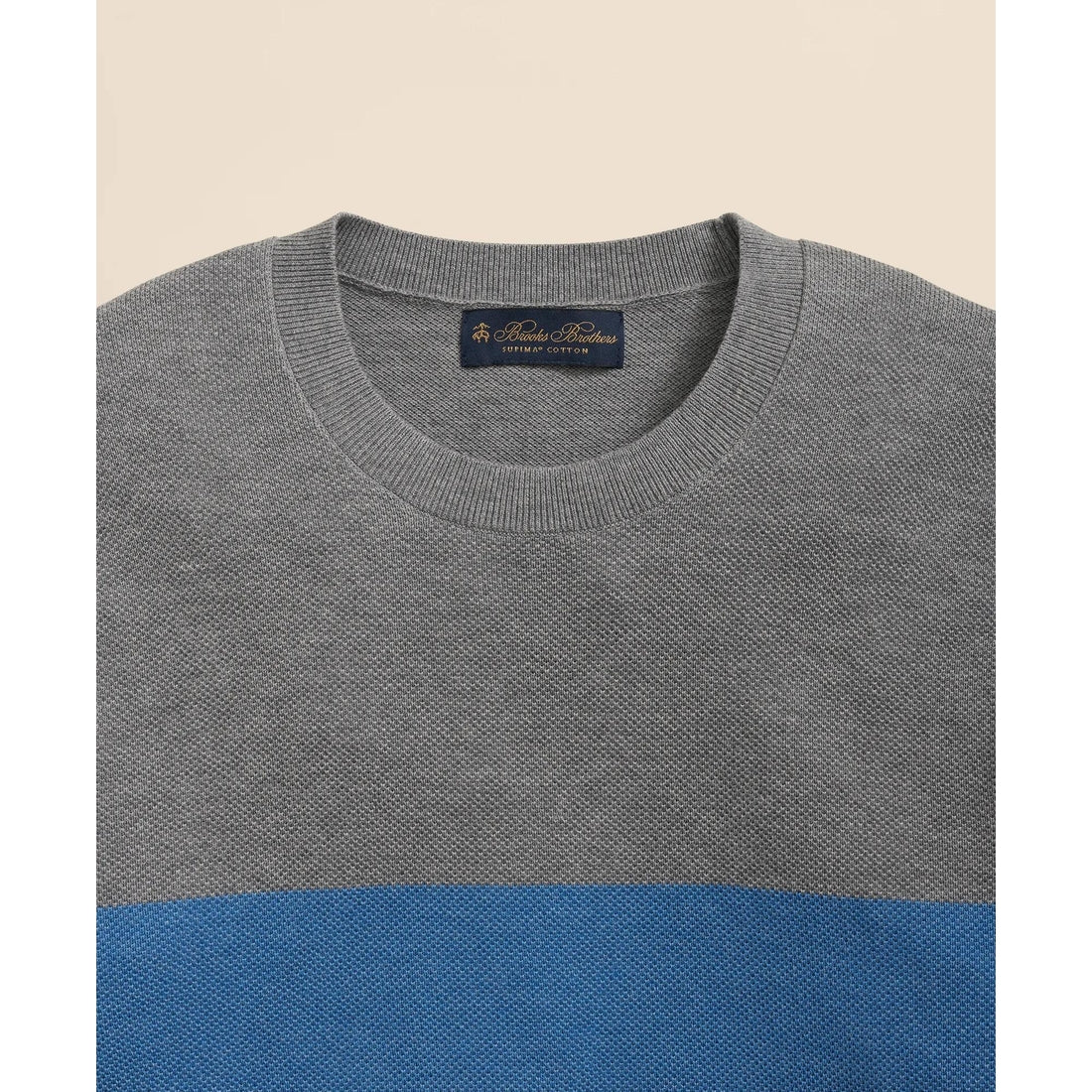 Supima Cotton Crewneck Chest Stripe Sweater