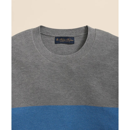 Supima Cotton Crewneck Chest Stripe Sweater