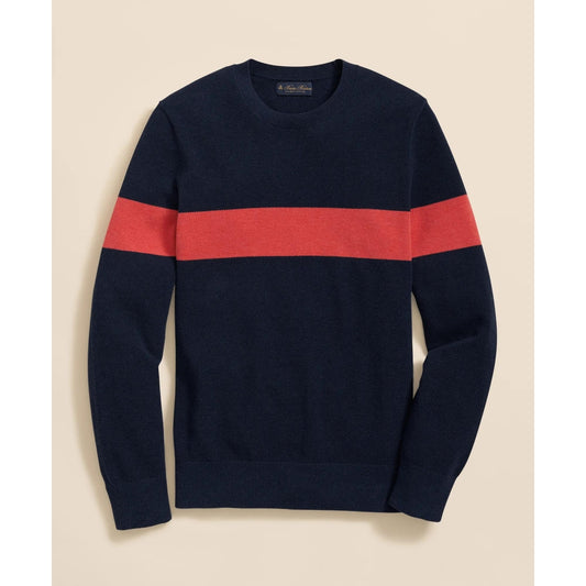 Supima Cotton Crewneck Chest Stripe Sweater
